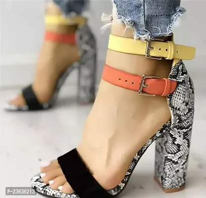 Stylish Multicoloured Velvet Solid Heels For Women-thumb0