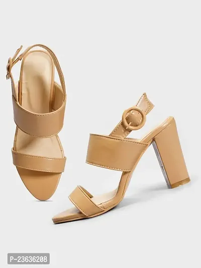 Stylish Golden Synthetic Solid Heels For Women