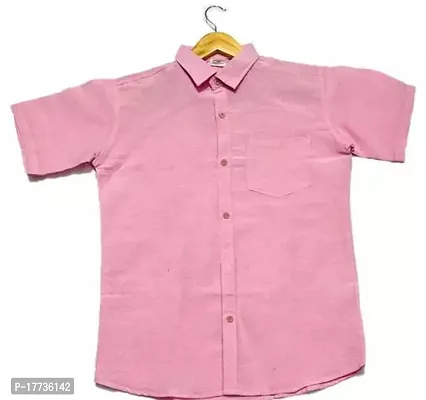 Reliable PINK Cotton Blend Short Sleeves Casual Shirt For Men