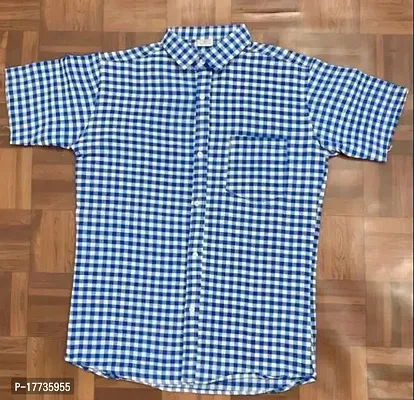 Reliable Blue Cotton Blend Short Sleeves Casual Shirt For Men-thumb0