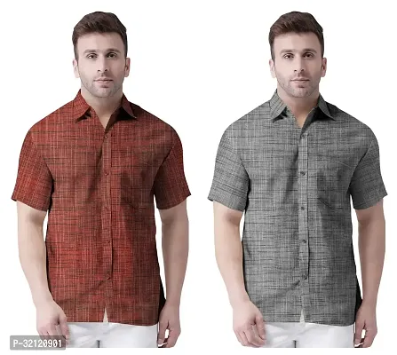 Reliable Cotton Blend Casual Shirts For Men Pack Of 2-thumb0