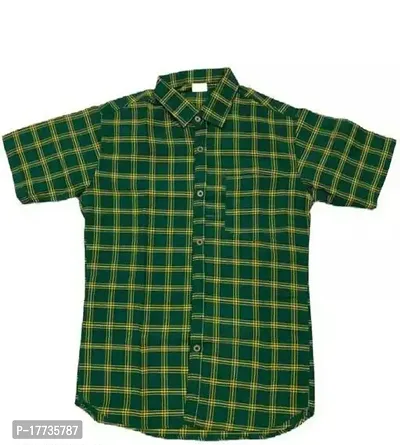 Reliable Green Cotton Blend Short Sleeves Casual Shirt For Men