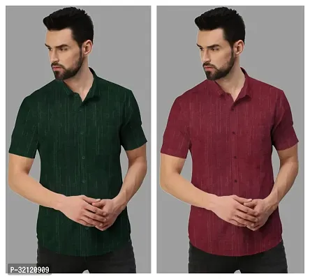 Reliable Cotton Blend Casual Shirts For Men Pack Of 2-thumb0