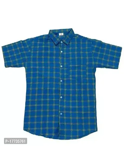 Reliable Blue Cotton Blend Short Sleeves Casual Shirt For Men