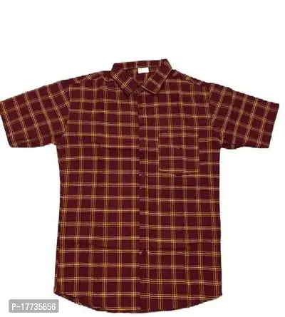 Reliable Maroon Cotton Blend Short Sleeves Casual Shirt For Men