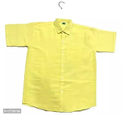 Reliable Yellow Cotton Blend Short Sleeves Casual Shirt For Men