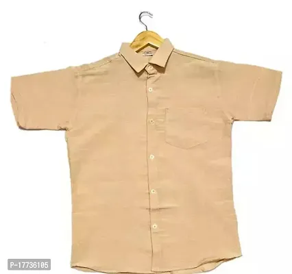 Reliable Beige Cotton Blend Short Sleeves Casual Shirt For Men-thumb0