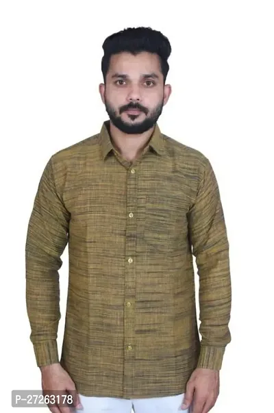 Stylish khadi Cotton Solid Casual Shirts For Men-thumb0