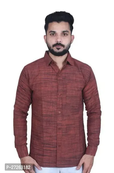 Stylish khadi Cotton Solid Casual Shirts For Men-thumb0