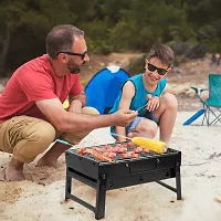 Foldeable Charcoal BBQ Grill Set, Stainless Steel Portable Folding Charcoal Barbecue Grill, Barbecue for Outdoor Picnic Patio Backyard Camping Cooking ( Bbq , Bbq Air Blower ,Oil brush ,bbq stick)-thumb3