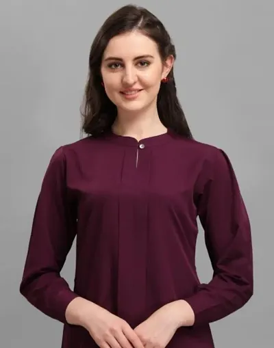 Alluring Poly Crepe Solid Tops For Women And Girls