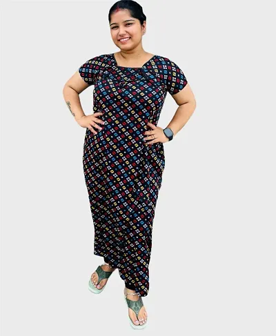 Cotton Printed Nighty/Night Gown/Night Dress For Women