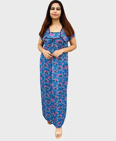 Cotton Printed Nighty/Night Gown/Night Dress For Women