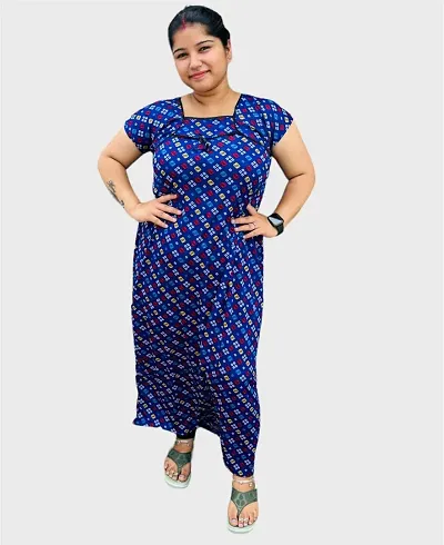 Cotton Printed Nighty/Night Gown/Night Dress For Women