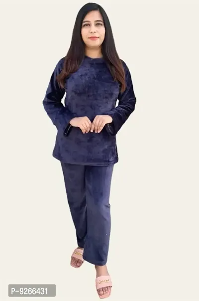 Women Winter Warm Top and Bottom Set Night Suit-thumb2