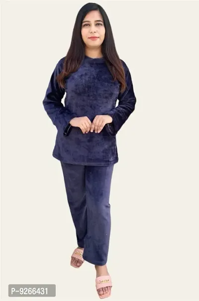 Women Winter Warm Top and Bottom Set Night Suit-thumb5