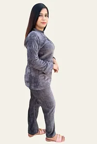 Women Winter Velvet Warm Top and Bottom Set Night Suit-thumb1