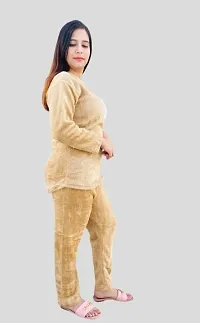 Women Winter Furr Warm Top and Bottom Set Night Suit (Heavy Material)-thumb1