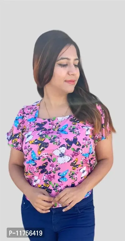 Classic Crepe Printed Crop Tops for Women