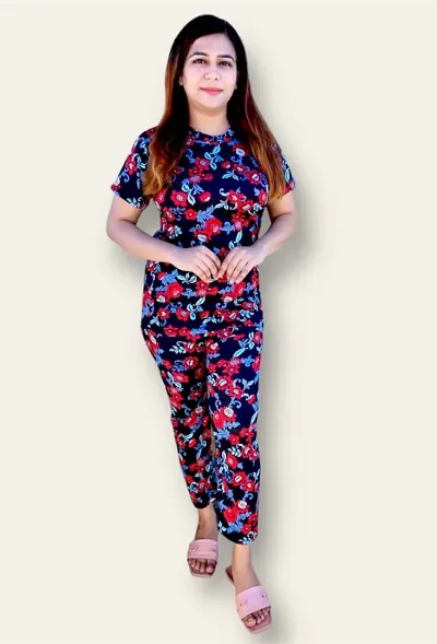 Fancy Floral Night Suit For Women/Nightsuit