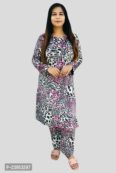 Winter Woolen Night Suit Set For Women