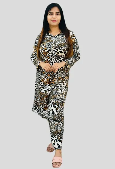 women winter woolen furr night suit