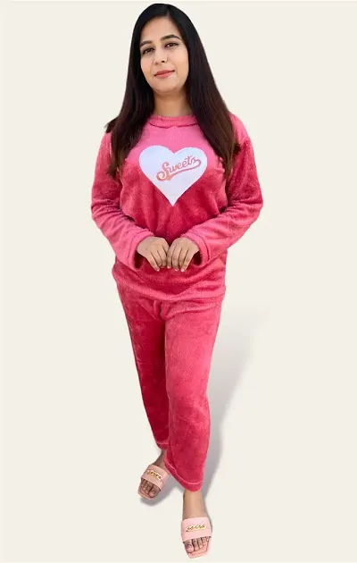 Womens Winter Woolen Night Suit Set