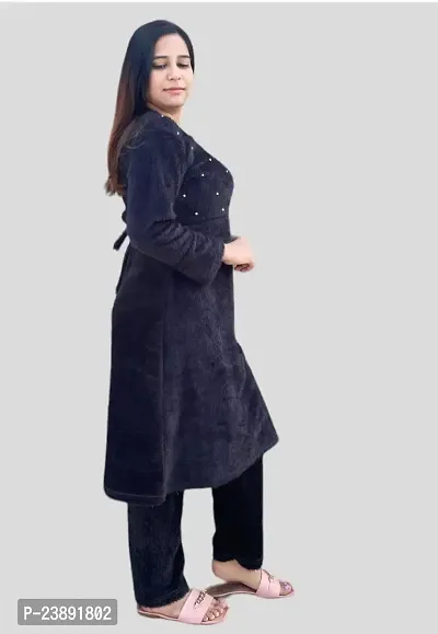 women winter woolen furr night suit