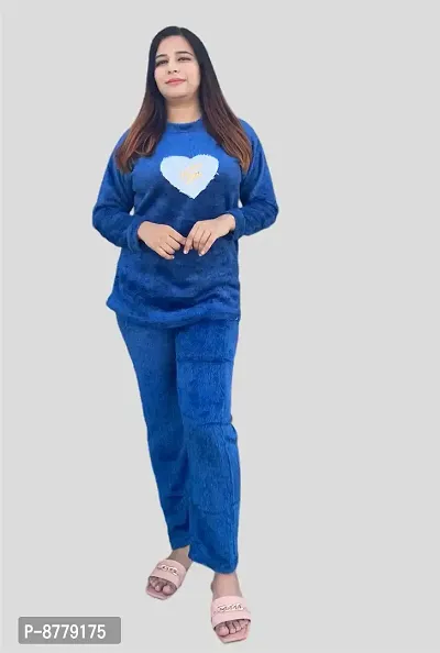 Classic Wool Solid Night Top  Pyjama Set for Women-thumb0