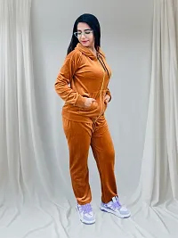 Women winter night suit top and bottom set cauterize with zipper lock and hoodie-thumb1