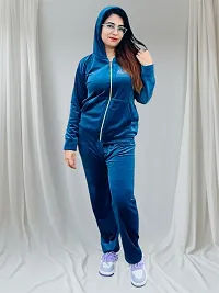 Women winter night suit top and bottom set cauterize with zipper lock and hoodie-thumb1