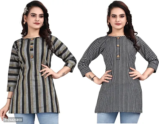 Stylish Women Cotton Kurta Pack of 2-thumb0