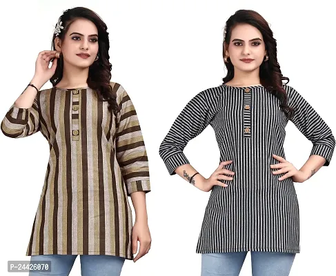 Stylish Women Cotton Kurta Pack of 2-thumb0