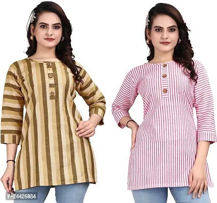 Stylish Women Cotton Kurta Pack of 2-thumb0