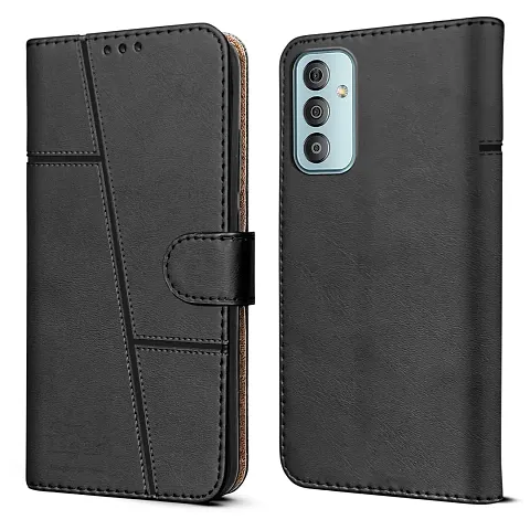 koverz new arrival Flip cover artifcal leather for Samsung galaxy F23 5g Black color