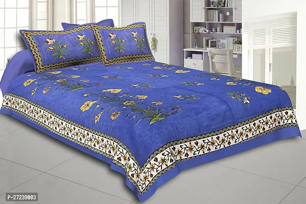 Stylish Cotton Queen Size Bedsheet with2 Pillow Cover-thumb0