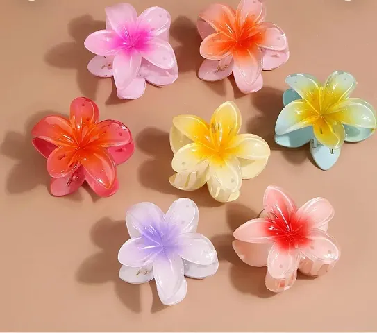 PACK OF 2 Sweet Flower Hair Claw Glossy Head Hear Clip for Girls Women