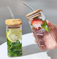 Fancy Food Storage Square Shape And Drinking Glass Sipper Straw Tumbler Mug With Straw Beer Soda And Fruit Juice Milk Mason Jar 270 Ml Kitchen Forsugar,Candy, Cookie, Rice And Spice Jar-thumb3