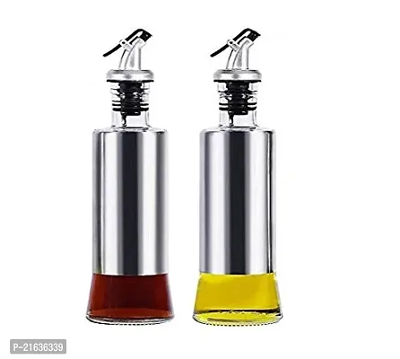 Oil Dispenser Bottle Premium Glass Stainless Steel Oil Vinegar Dispenser Pouring Spouts Soy Sauce Container For Kitchen-thumb0