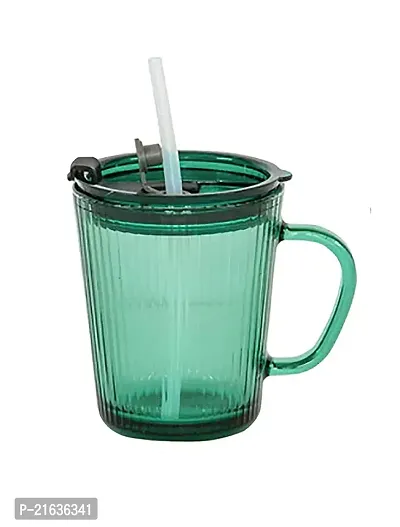 Glass Cups With Lids And Straw, 350Ml Drinking Glasses With Handle, Suitable For Men And Women Drinking Water, Coffee, Tea, Juice, Beernbsp;-thumb0