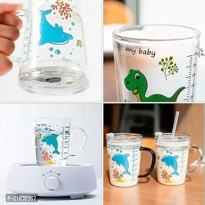 nbsp;Big Transparent Glass Mug/Cup For Girls And Boys -Kids With Straw, Glass Cup/Mug For Kids With A Random Design Cartoon Print Of Dolphin And Other Cartoons, Comes With A Single Set Of 470Ml-thumb2