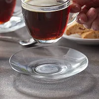 Crystal Clear Glass Saucer Set Of 6, Glass Saucers Set Without Cup, Glass Saucer Plate For Serving Tea Coffee Snacks-thumb2