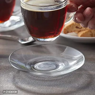 Crystal Clear Glass Saucer Set Of 6, Glass Saucers Set Without Cup, Glass Saucer Plate For Serving Tea Coffee Snacks-thumb3