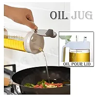 600 Ml Cooking Oil Dispenser Leakproof Glass Oil Bottle Can Automatic Opening Seasoning Dispenser With Handle-thumb3