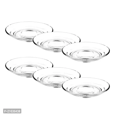 Crystal Clear Glass Saucer Set Of 6, Glass Saucers Set Without Cup, Glass Saucer Plate For Serving Tea Coffee Snacks