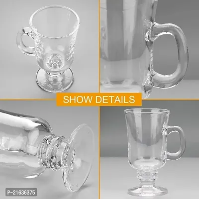 Irish Coffee Mugs With Handle, Long Colombian Glasses Tall Funnel Clear Glasses For Iced Coffee, Latte, Espresso, Cappuccino, Falooda, Hot Chocolate, Juice Big Plain Glasses 270Ml-thumb4