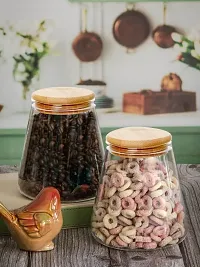 nbsp;Glass Food Storage Jar With Wooden Lid Wooden Lid Jar For Cookie, Spice, Jam, Honey Glass Food Storage Jar -950Ml-thumb2
