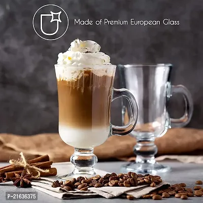 Irish Coffee Mugs With Handle, Long Colombian Glasses Tall Funnel Clear Glasses For Iced Coffee, Latte, Espresso, Cappuccino, Falooda, Hot Chocolate, Juice Big Plain Glasses 270Ml-thumb3