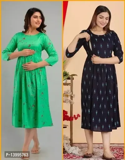 Elegant Printed Rayon Kurta For Women- 2 Pieces-thumb0