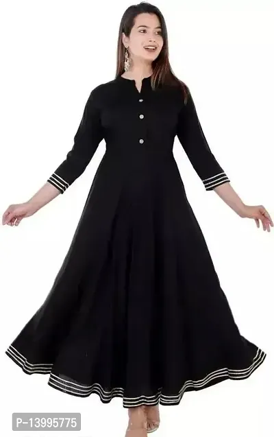 Elegant Black Self Design Rayon Kurta For Women